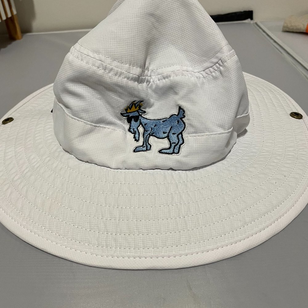 White Bucket Hat with Embroidered Goat Graphic - Picture 6 of 6